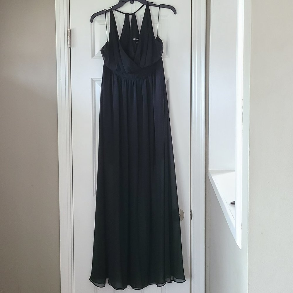 Express Long Black Sheer Bottom Dress